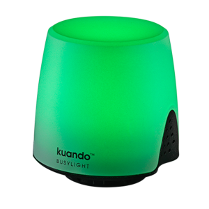 Kuando Busylight UC Omega showing a green busy light