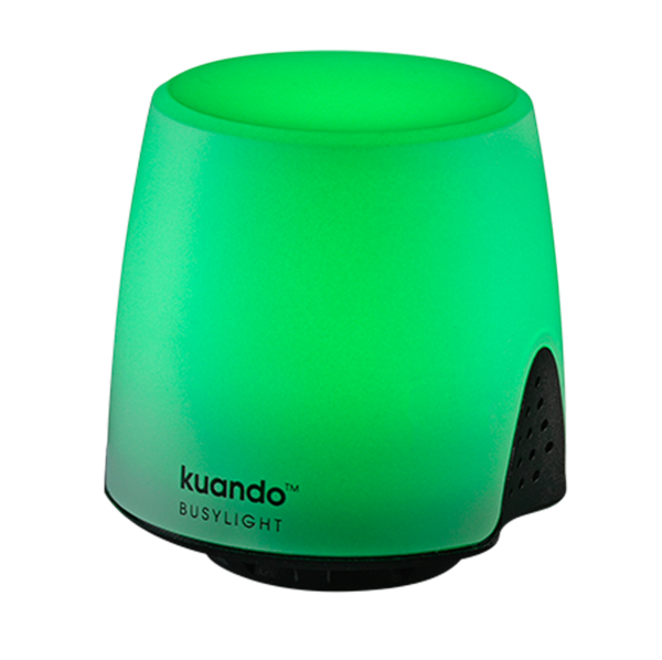 Kuando Busylight UC Omega showing a green busy light